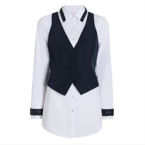 NEW! Cinq à Sept 5a7 Ellery Embellished Two-Piece Top Blouse Vest Cotton
